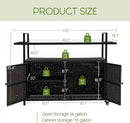 Wicker Outdoor Bar Cart - Black Patio Console Storage Table Buffet Cabinet Serving Kitchen Cart with Wheels for Outside Backyard by CozyNest Decor