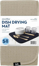 S&T INC. Dish Drying Mat, 16” x 18”, Absorbent Microfiber Kitchen Counter Mat, Dish Drying Pad for Dishes, Utensils, Pots and Pans, Large, Pure Cashmere by CozyNest Decor