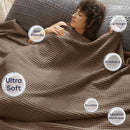 PHF Ultra Soft Waffle Weave Blanket Queen Size 90"x 90"- Washed Lightweight Breathable Cozy Woven Blanket for Bed - Aesthetic Decor for Couch Bedding Sofa Home Car - Cocoa Brown by CozyNest Decor