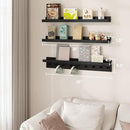 MBYD Floating Shelves for Wall, Nursery Floating Bookshelf for Kids Room, Black Wall Mount Book Shelves with Hooks for Living Room Bedroom Bathroom, 36 Inch Picture Ledge Kitchen Spice Rack Set of 3 by CozyNest Decor