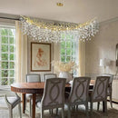 Modern Crystal Gold Chandelier,72" Large Rectangular Chandeliers for Dining Room, Tree Branch Crystal Lving Room Chandelier,Dining Room Over Table Chandeliers,Fixture Height-Adjustable by CozyNest Decor
