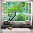 FENDROM Misty Lake Forest Tapestry Wall Hanging Nature Green Tree Landscape Window View Tapestries for Bedroom Living Room Dorm Decor by CozyNest Decor
