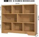 Book Shelf, 8 Cubes Storage Organizer, Freestanding Wooden Bookshelf Cube Shelf for Bedroom, Living Room, Home Office, 3-Tier Open Shelf Wooden Bookcase by CozyNest Decor