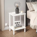 TUTOTAK End Table with Charging Station, Set of 2, Small Side Table, Nightstand Bedside Table, 2-Tier Storage Shelf for Small Space, Living Room, Bedroom, Marble White TB01BMW041 by CozyNest Decor