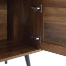 Mid Century Wooden TV Stand Entertainment Console with Open Shelving and 2 Cabinets for Televisions up to 65 Inches(Rustic Oak) by CozyNest Decor