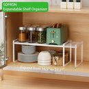Expandable Cabinet Storage Shelf Stackable Organizer Rack for Kitchen Bathroom Pantry Spice Cupboard Countertop Home Office Desk Heavy Duty Nonslip White Large 2 PACK by CozyNest Decor