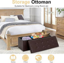 43 Inches Folding Storage Ottoman Bench, PU Leather Storage Chest, Footrest Padded Seat for Bedroom and Hallway, Holds up to 660 lbs, Brown by CozyNest Decor