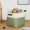DULLEMELO Storage Basket, Linen Closet Organizers and Storage Baskets for Home Office, Suitable as Dog Toy Box, Baby Gift Basket, 4 Pieces 12x12 Decorative Cube Storage Bins(4 Pack - 12" White&Green) by TinyTreasures Baby Boutique