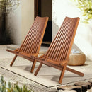 IDZO Elina FSC Eucalyptus Tamarack Chairs, 22.5x31.5x36 in, Weatherproof Wood, Lightweight 19 lb Design, Folding High-Backrest, Natural Finish – Ideal for Patio Furniture Set or Outdoor Furniture by CozyNest Decor