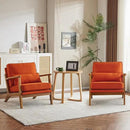 Karl home Accent Chair Wide Armrest Mid-Century Lounge Chair Linen Fabric Armchair with Lumbar Pillow & Solid Wood Frame for Living Room, Bedroom, Balcony, Burnt Orange by CozyNest Decor