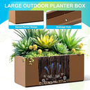 FENCY Large Metal Planter, Large Rectangular Planters for Outdoor Plants, Tall Outdoor Planters for Porch Patio, 38" L x 15" W x 16.3" H Brown Metal Planter with Drainage Hole by GreenHaven Gardens