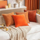 MIULEE Pack of 2 Fall Couch Throw Pillow Covers 18x18 Inch Bright Orange Farmhouse Decorative Pillow Covers with Stitched Edge Soft Chenille Solid Dyed Pillow Covers for Sofa Bed Living Room by CozyNest Decor