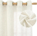 LAMIT Cream Linen Curtains 80 inches Long 2 Panels Set, Sheer White Light Filtering Neutral Drapes with Bronze Grommet for Bedroom/Living Room, 52 x 80 Inch by CozyNest Decor