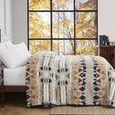 CASAAGUSTO Boho Sherpa Throw Blanket, Aztec Queen Blanket, Ultra Soft, Warm, Cozy, Plush, Thick Fleece Bohemian Throw Blanket for Couch, Bed, Sofa (Khaki 90 * 90 Inch) by CozyNest Decor