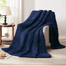 L'AGRATY Chunky Knit Blanket Throw - Soft Throw Blanket 60x80: 100% Hand Kintted Chenile Crochet Throw Blanket for Couch - Large Cable Knit Blanket for Home Decor(Dark Blue) by CozyNest Decor