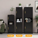 47.24" H Metal Narrow Bathroom Storage Cabinet Pantry Storage Cabinet, 2 Adjustable Shelves for Kitchen, Home Office, Living Room, Dinning Room (Black) by CozyNest Decor