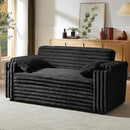 57-Inch Velvet Full Size Sleeper Sofa Couch with Pullout Bed,Convertible Pull Out with Golden Decorative Strip and Adjustable Backrest for Small Spaces,Apartment, Guest Room, RV (1109Black) by CozyNest Decor