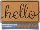 Barnyard Designs Natural Coco Coir Heavy Duty Backing Doormat - Large Cute Non-Slip Front Door Welcome Mat for Outside Entrance or Porch Entry, Brown (17x30, Hello) by CozyNest Decor