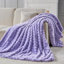 NEWCOSPLAY Faux Fur Throw Blanket Lavender Bubble Blanket Thick Warm Soft for Couch Sofa Bed 550GSM (Lavender, Throw(50"x60")) by CozyNest Decor
