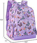 Choco Mocha Butterfly Backpack for Girls, Elementary School Backpack for Girls Ages 6-8 Kids Kindergarten Backpack Bookbag 17 Inch with Chest Strap, Purple by TinyTreasures Baby Boutique