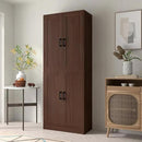 Brown Kitchen Pantry, 71" Tall Cabinet with Doors, Hutch with Storage for Dining Room by CozyNest Decor