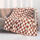 LOMAO Throw Blankets Flannel Blanket with Checkerboard Grid Pattern Soft Throw Blanket for Couch, Bed, Sofa Luxurious Warm and Cozy for All Seasons (Maple Brown, 90"x90") by CozyNest Decor