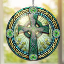 St Patricks Day Decorations - Irish Gifts for Men Women Friends Family, St Patricks Day Accessories, Celtic Cross Home Decor - Double Layered Hanging Suncatcher 12 in by GreenHaven Gardens
