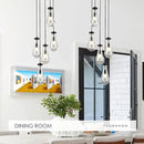 5-Light Raindrop Pendant Light Fixtures, Black Glass Pendant Lighting, Teardrops Modern Hanging Light for Entryway Foyer Kitchen Island Dining Living Room Hallway by CozyNest Decor