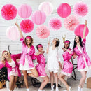 Light-Hot Pink Party-Decorations Paper-Flowers Lanterns - 15pcs Graduation Girl Birthday Decor Tissue Pom Poms Streamers, Bridal Baby Shower Wedding Bachelorette Valentine Hanging Supplies Hugfond by CozyNest Decor