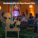 HONGLAND Solar Garden Lights Outdoor Decor, Fairy Figurine Moon Crackle Glass Lights Stake, Housewarming Ornament for Patio, Lawn, Yard, Pathway - Unique Gardening Gifts for Women Mom Grandma by CozyNest Decor