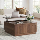 Lift Top Coffee Table with Storage, Mid Century Modern Coffee Table with Arched Design, 31.5" Square Tea Table with Wood Grain, Multifunctional Center Table for Living Room, Office, Walnut by CozyNest Decor