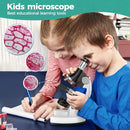 2400X Kids Microscope Science Kit - Handheld Microscope for Kids with Prepared Slides Metal Body LED Light Carrying Box Educational Compound Toy Set for Children Ages 8-12 5 Year Old Boys & Girls Gift by TinyTreasures Baby Boutique
