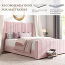 HOMBCK Pink Full Size Bed Frame Upholstered Bed with Velvet Tufted Headboard & Footboard, Mattress Foundation/Wooden Slats/Noise Free/No Box Spring Needed/Easy Assembly by CozyNest Decor