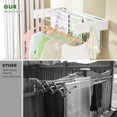 Wall Mounted Drying Rack for Laundry 40'', Folding Drying Rack Clothing Wall Mount with 5 Rods and 6 Hooks, Space Saving for Indoor Outdoor Bathroom Balcony (White, 40'') by CozyNest Decor