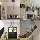 7 Light Raindrop Chandeliers, Bronze Teardrop Cluster Pendant Lights Kitchen Island, Black Dining Room Chandelier Over Table Hanging Pendant Lighting for High Ceiling, Entryway Staircase by CozyNest Decor