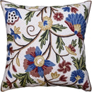 Dahlia Floral Pillow Cover - Cream Flower Pillowcase - Outdoor Cushion - Suzani Farmhouse Chair Throw - Traditional Chair Cushions - Hand Embroidered Wool Size - 18x18 by CozyNest Decor