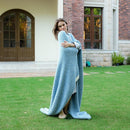 Snuggle Sac Blue Bedding Blanket Twin Size for Bed and Sofa, Reversible Super Soft Blankets Warm Cozy Knit Blankets Fuzzy Plush for Couch, Living Room, Blue, 60x80 inches by TinyTreasures Baby Boutique