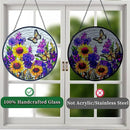 Butterfly Sunflower Stained Glass Suncatchers - Handcrafted Round Glass Art for Windows & Doors Décor - Decoration for Home Garden Christmas Party Wedding Housewarming Gifts by GreenHaven Gardens