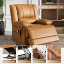 Large Dual Motor Power Lift Recliner Chair with Massage and Heat for Elderly People, Infinite Position,USB Ports and Remote Control,Breathable Leather (Light Brown) by CozyNest Decor