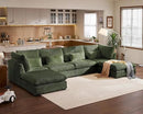 Oversized Modular Sofa, Extra Deep Cloud Corduroy Sectional Couch with Ottoman Chaise, Fluffy Chenille 6 Seat U-Shaped Sofa for Living Room, Villa (U Shape 6 Seater, Corduroy Green) by CozyNest Decor