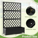 Metal Planter Trellis Box with Wheels & Drain Plug Outdoor Raised Garden Bed Patio Privacy Screen with Planter for Climbing Plants, Vegetables 73"x47"x16" Black-Diamond by GreenHaven Gardens