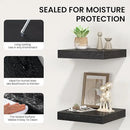 Square Floating Shelves for Wall, 12" W x 12" D x 1.2" H, Small Wooden Wall Mounted Display Shelves with Invisible Brackets for Living Room, Bedroom, Bathroom, Kitchen Decor, Set of 3, Black by CozyNest Decor