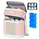 Mancro Breast Milk Cooler Travel Bag with Ice Pack, Double Layer Baby Bottle Cooler Bag Fits 6 Bottles Up to 9 Ounces,Insulated Bottle Bags for Daycare & Travel,Pink by TinyTreasures Baby Boutique