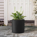 Kante 12.6" Dia Round Concrete Planter, Modern Style Large Cylindrical Plant Pot with Drainage Hole and Rubber Plug for Indoor Outdoor Patio, Black by GreenHaven Gardens