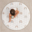 Comfy Cubs Round Kids Play Mat -Small 36 inches Soft Quilted Baby Floor Mat with Non-Slip Bottom - Plush Design for Toddlers' Playtime and Relaxation - Comfortable and Durable - Rainbow by TinyTreasures Baby Boutique