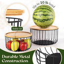 Fruit Basket for Kitchen Counter Set of 3 - Large Stackable Baskets with Bamboo Lid - Perfect Holder For Fruit and Vegetable Storage - Keep Your Countertop Classy, Tidy and Slightly Fruity! by CozyNest Decor