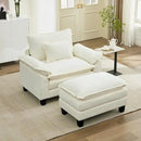 URRED Modular Sectional Sofa Comfy Cloud Couch, Modern Chenille Sofa Sleeper Deep Seat Couches with Ottoman/Pillows for Living Room (White, 53''- Ottoman) by CozyNest Decor