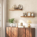 HOOBRO Floating Shelves for Wall, Wall Mounted Shelf Set of 2, 23.6" Hanging Shelf with Invisible Brackets, for Wall in Bathroom, Bedroom, Toilet, Kitchen, Living Room, Office, Rustic Brown BF60BJ01 by CozyNest Decor