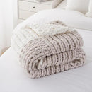 Battilo Chunky Knit Throw Blanket, Soft and Thick Chenille Throw Blanket, 50"x60" Handmade Cable Knit Crochet Blanket, Large Rope Knot Throw Blankets for Couch Sofa Bed Home Decor, Beige & White by CozyNest Decor