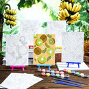 Blosssound 10 Set Pre Printed Canvas Pre Drawn Canvas Painting with Easel Kits 5" x 7" Outline Painting Panels for Beginners, DIY Craft Project, Party Favor, Home Decors(Fruit) by TinyTreasures Baby Boutique